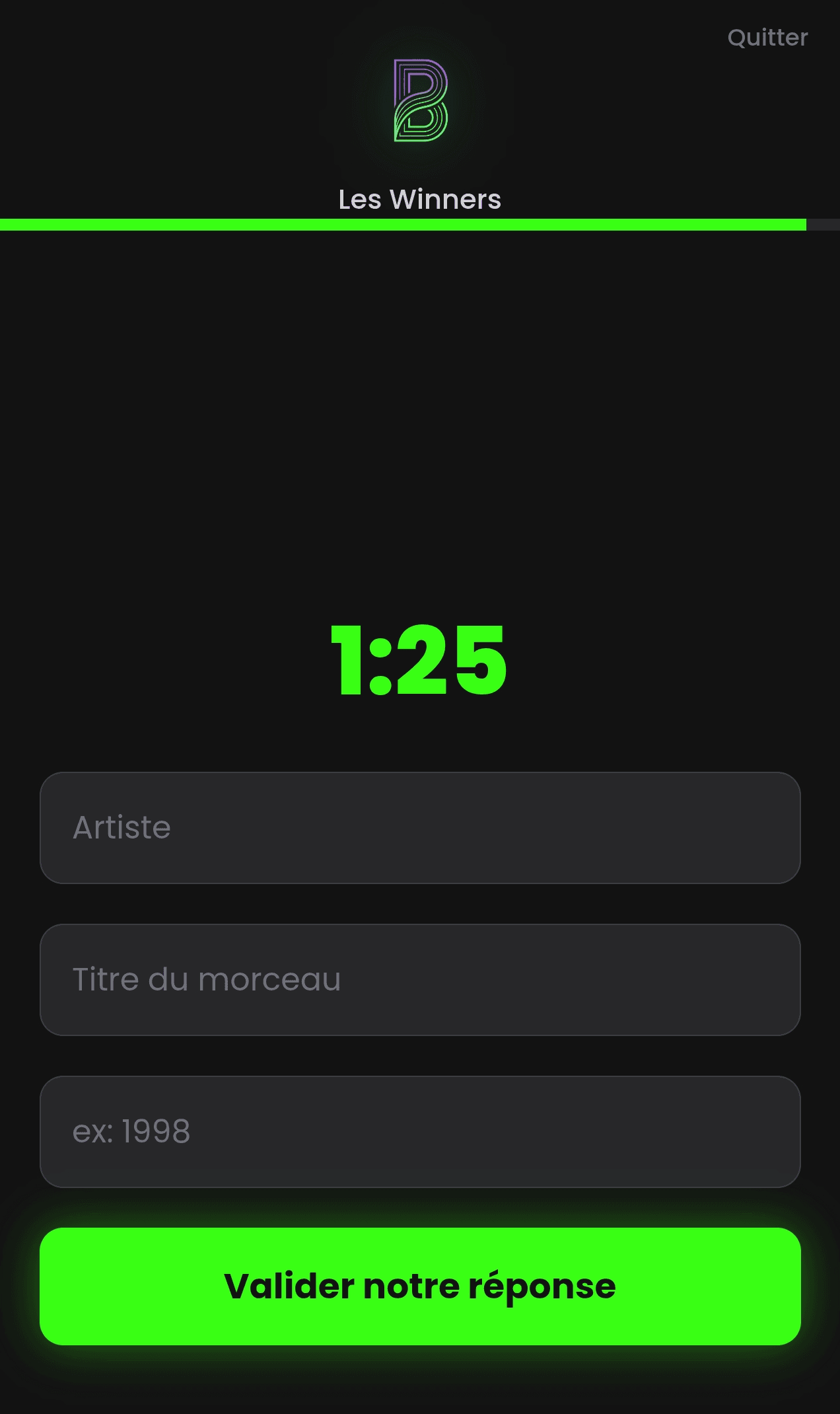 Aperçu interface joueur sur téléphone